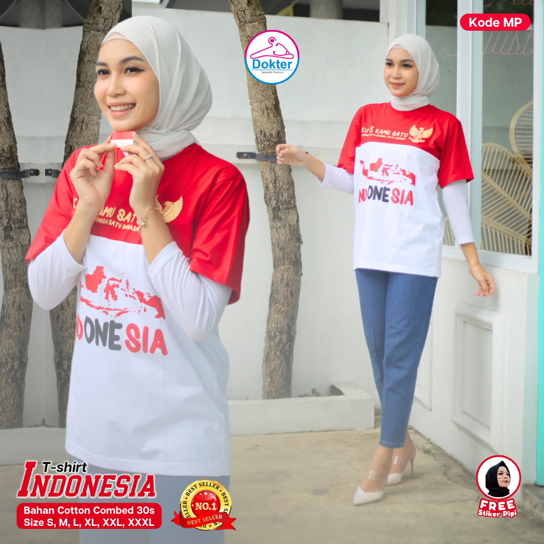 KAOS MERAH PUTIH TANPA KERAH (PENDEK)